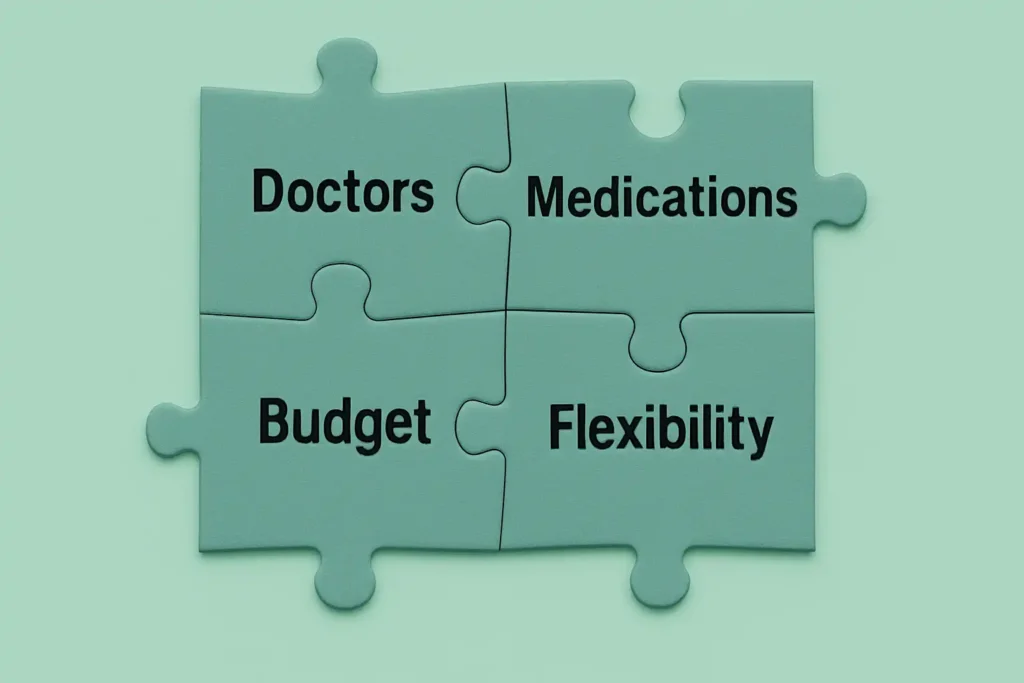 Doctors - Medications - Budget - Flexibility
